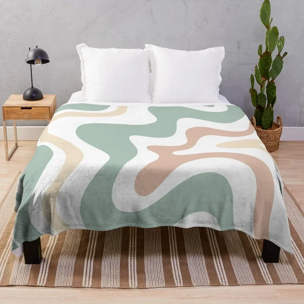 

Liquid Swirl Retro Abstract in Light Sage Celadon Green, Light Blush, Cream, and White Throw Blanket Beach Blankets