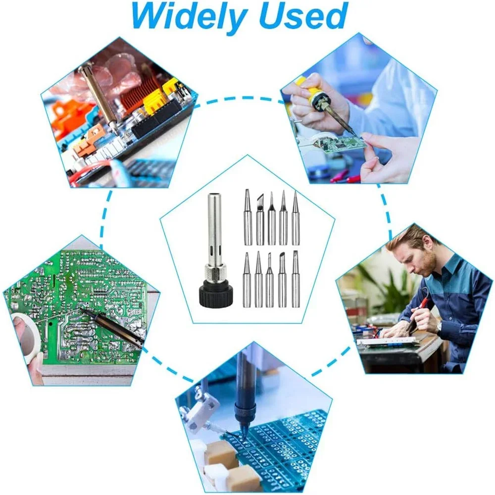 ‌ 11 قطعة من أطراف حديد اللحام الخالية من الرصاص بطول 900 متر مع نوى وأكمام قابلة للاستبدال - متوافقة مع محطات اللحام ‌