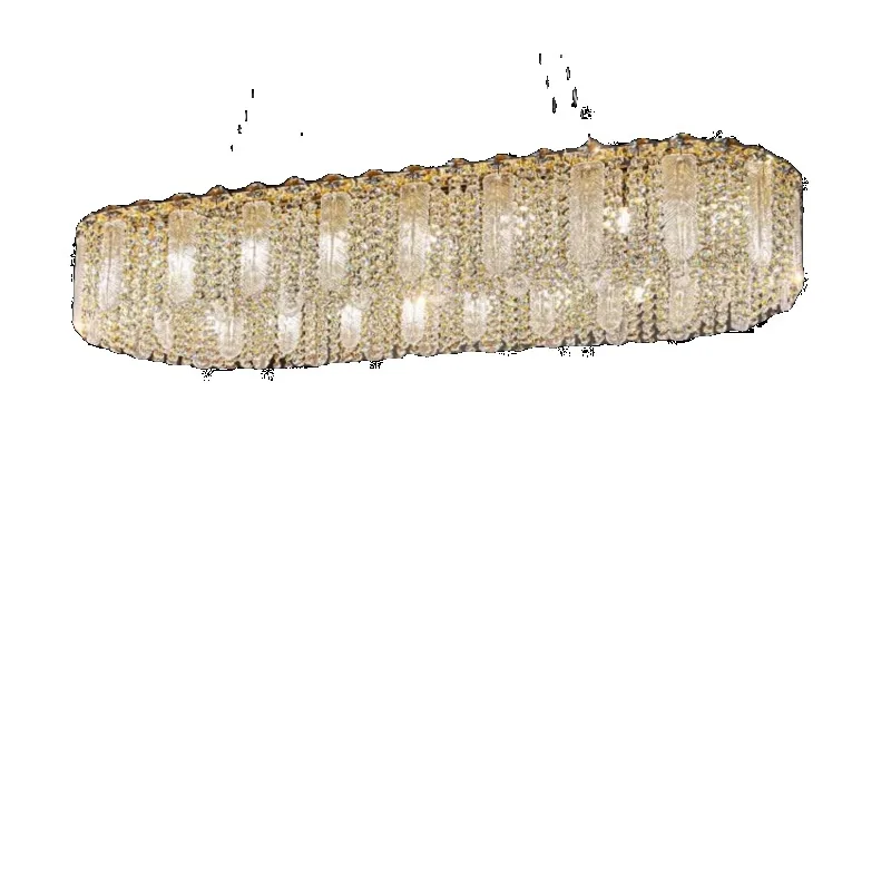 

Restaurant long crystal chandelier personalized bar island table minimalist one-word dining room tea room simple lamp