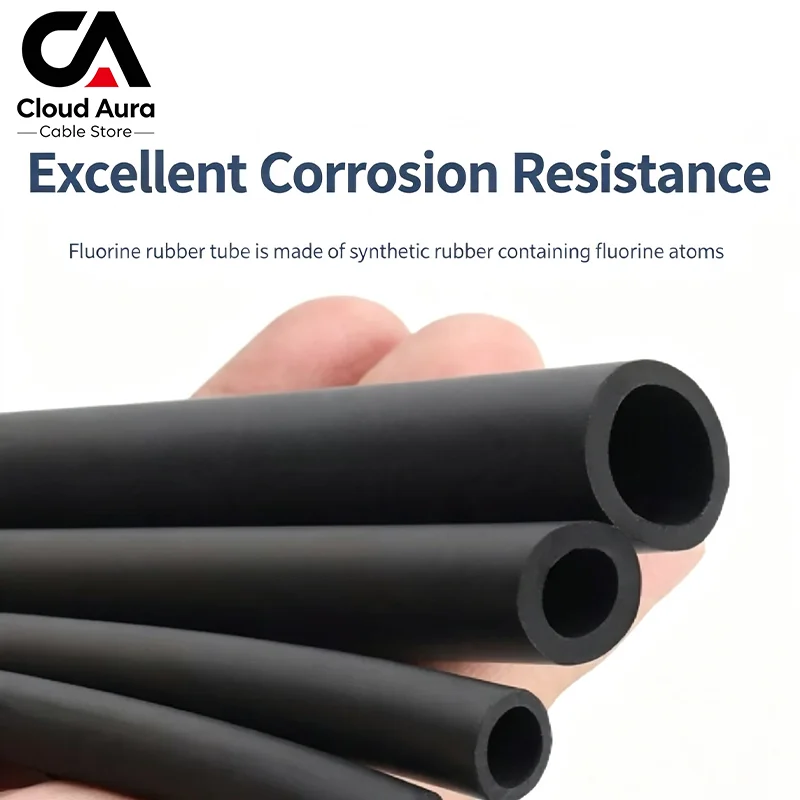 FKM Viton Fluorine Rubber Hose High Temp Oil Corrosion Resistant Flexible Fuel Pipe ID 2-25mm Multiple Sizes