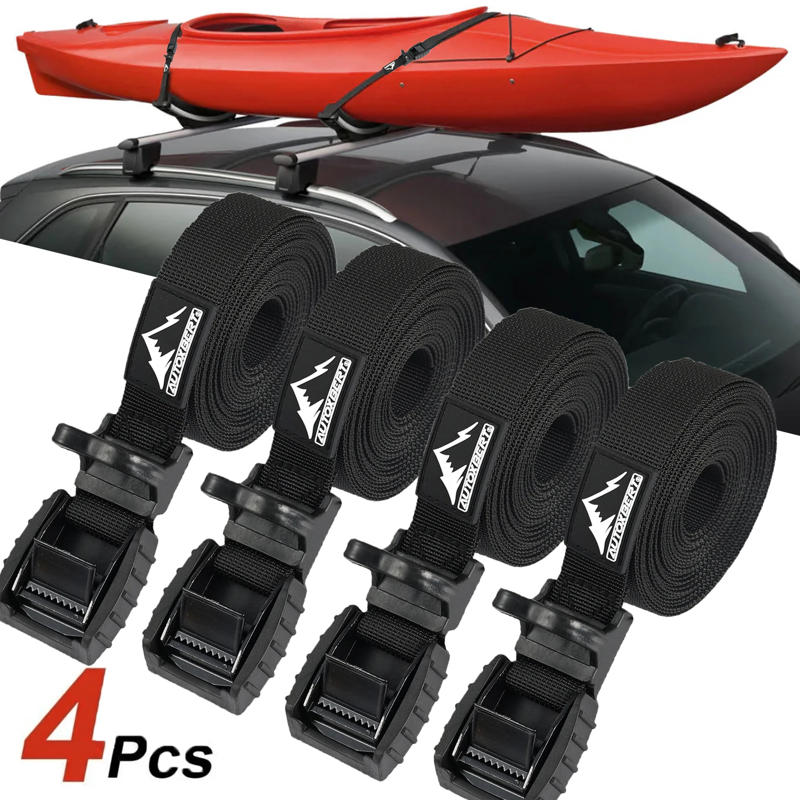 4PCS 4.5M Car Roof Rack Tie Down Straps For Kayak Surf Board SUP Canoe Cam Buckle Cargo Lashing Strap Luggage Travel Carrier Ratchet
