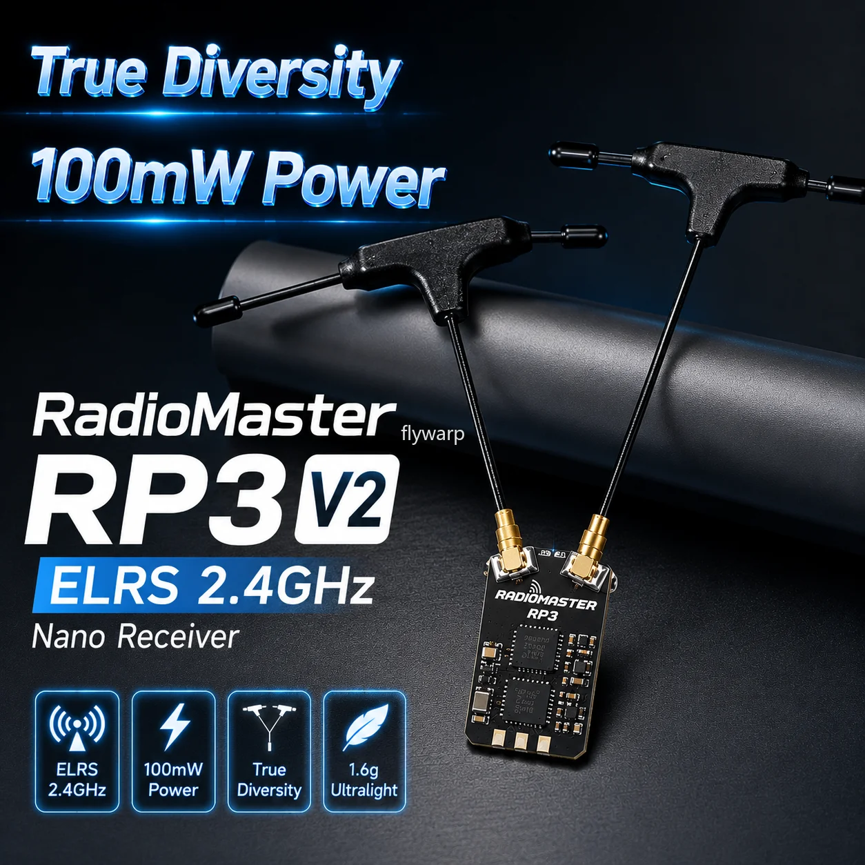 RadioMaster RP3 ELRS Receiver 2.4GHz True Diversity Dual Antenna ExpressLRS RX High Power 100mW For FPV Racing Drone Build New