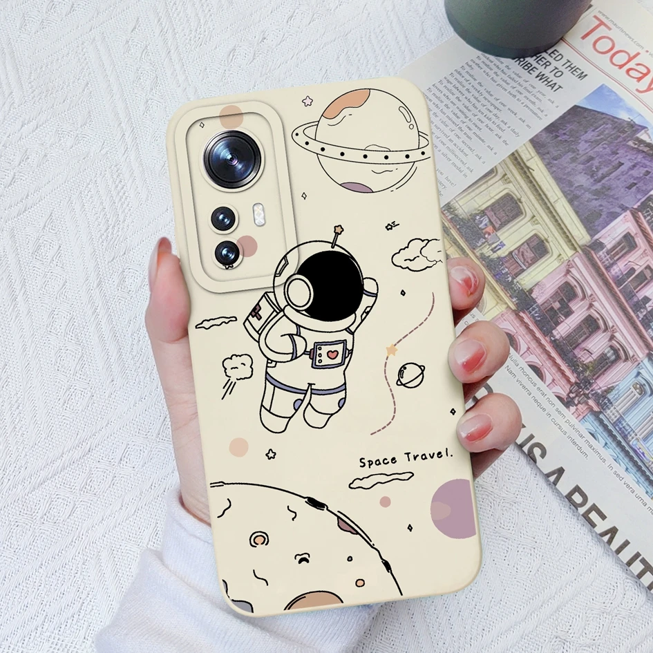 Case For Xiaomi 12X 12 Lite Cute Shockproof Cover Cactus Flower Protective Liquid Silicone Phone Case For Xiaomi 12 X Funda Capa