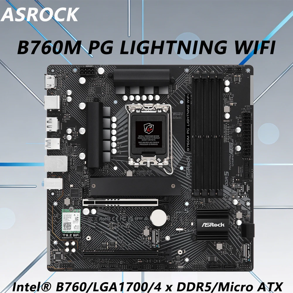 B760M PG LIGHTNING WIFI ASROCK Motherboard B760 LGA1700 Support i3-12100 i3-12100F i5-12400F i5-14400F CPU M-ATX 4XDDR5 256GB PC