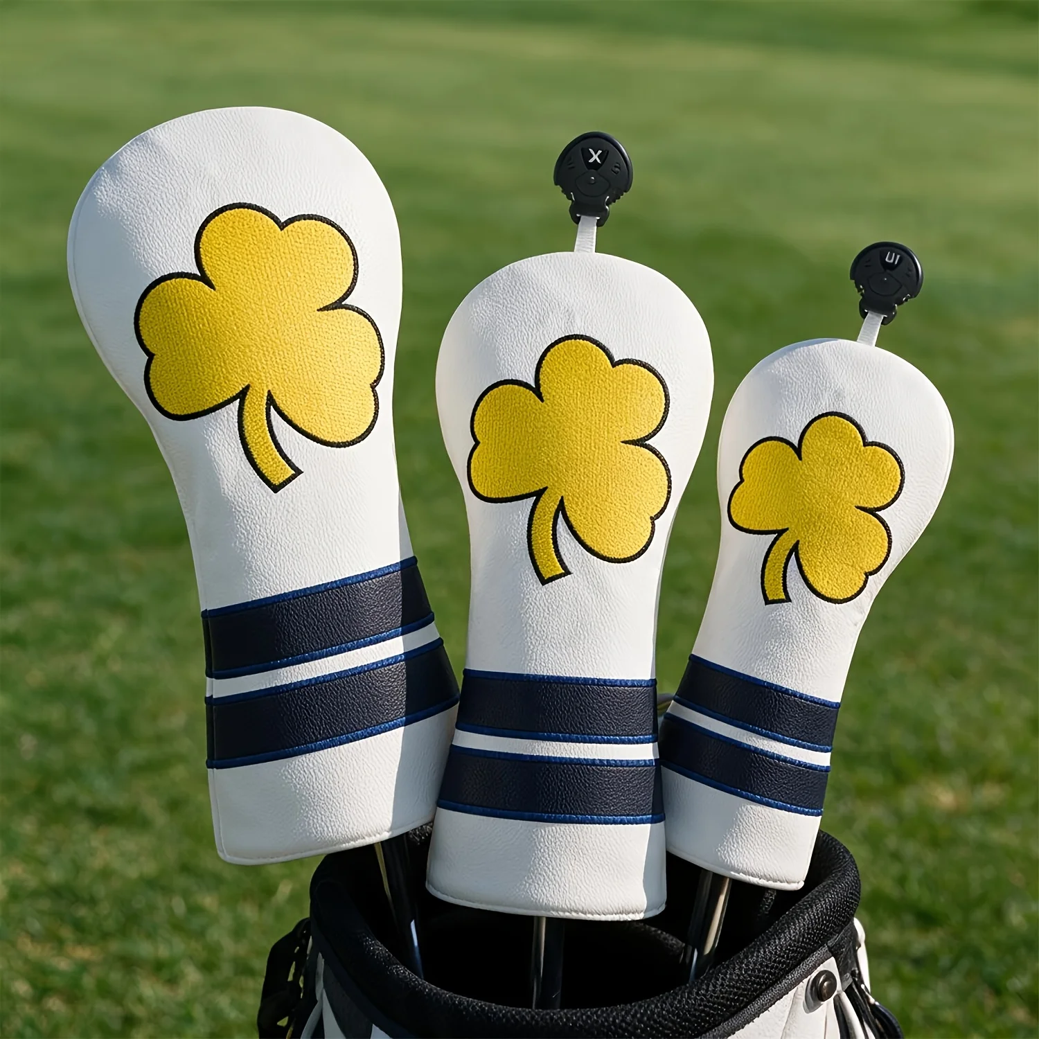 1pc/4pcs Striped Graphic Golf Wood Head Covers, Compatible with Drivers, Fairway Woods And Hybrids, Soft Golf Club Protective