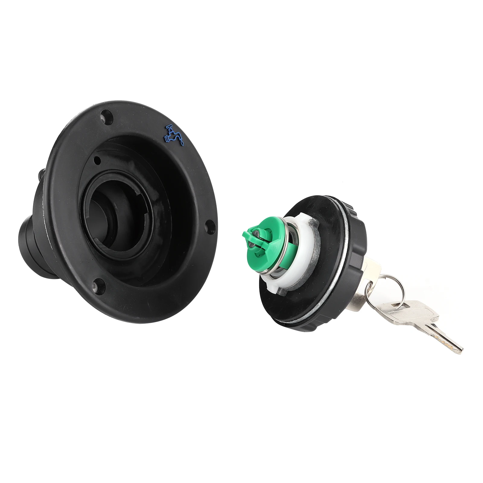 Round Water Inlet Fill Lock Tank Filling Port OEM with Key Black for RV Yacht Camping Car Trailer Marine Part