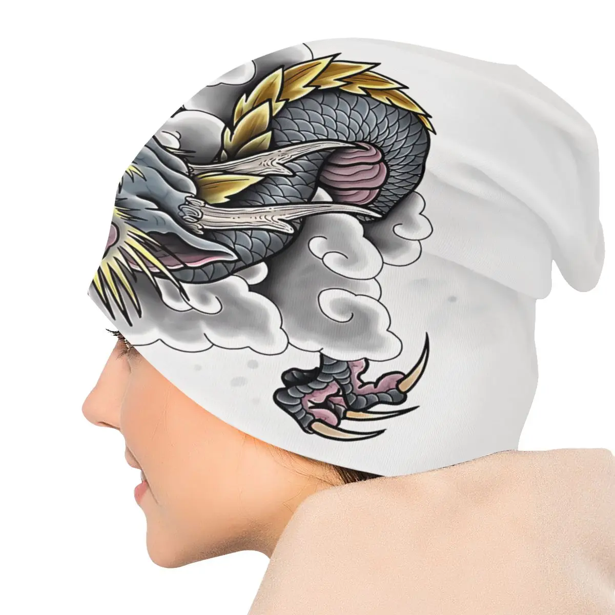 Japanese Dragon Art Tattoo Outdoor Hats Japanese Dragon Design Thin Hat Bonnet Skullies Beanies Caps Men Women\'s Earmuffs