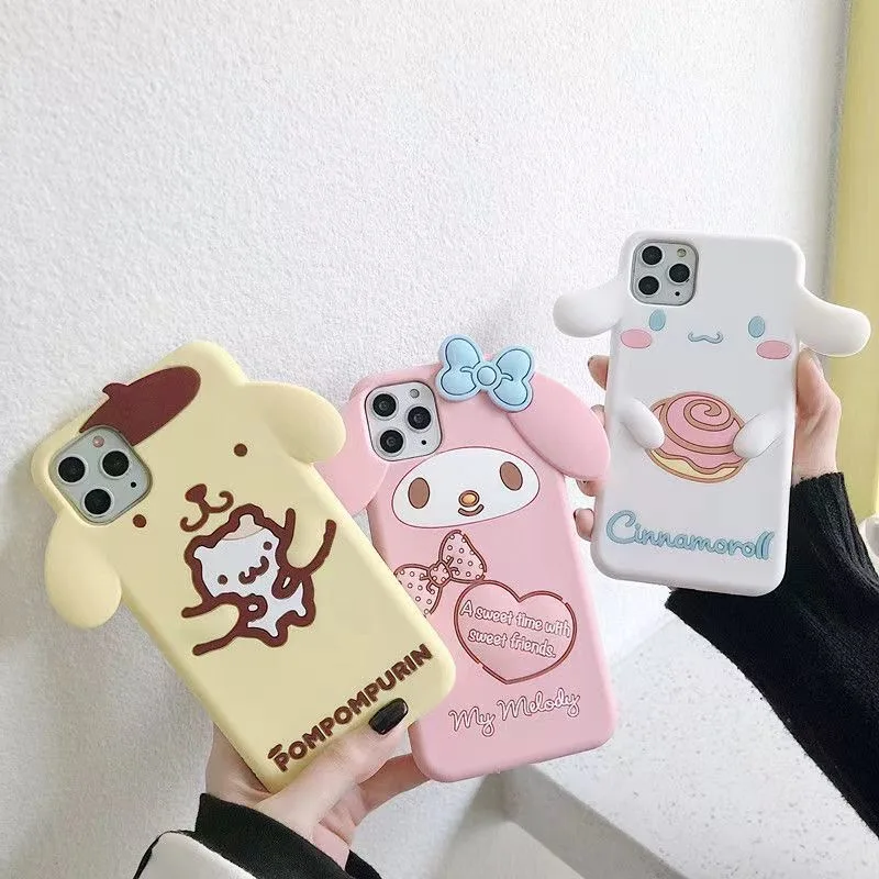 For iPhone 12 13 Mini 14 15 Pro Max 11 X XS Max XR 7 8 Plus SE Cute Big Ear Melody Cinnamon Cartoon Silicon Soft Phone Case