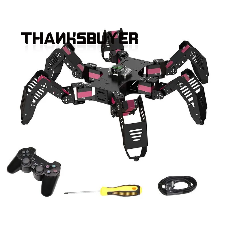 

Thanksbuyer RS-6 18DOF Hexapod Robot Kit Spider Robot Frame with Servos For Raspberry Pi 4B Educational Tool