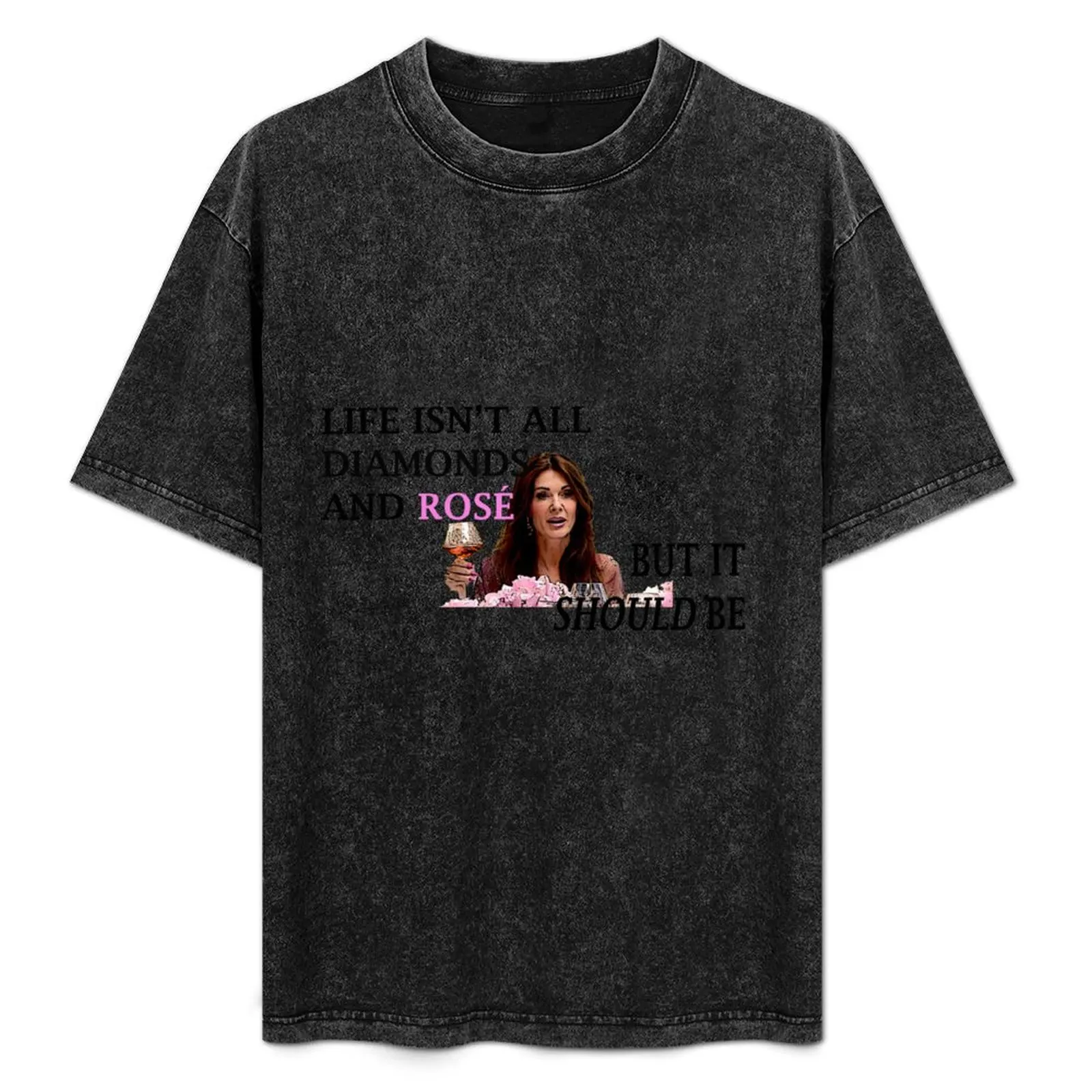 

Life Is Diamonds and Rosé T-Shirt Summer Print Short Sleeve Tee