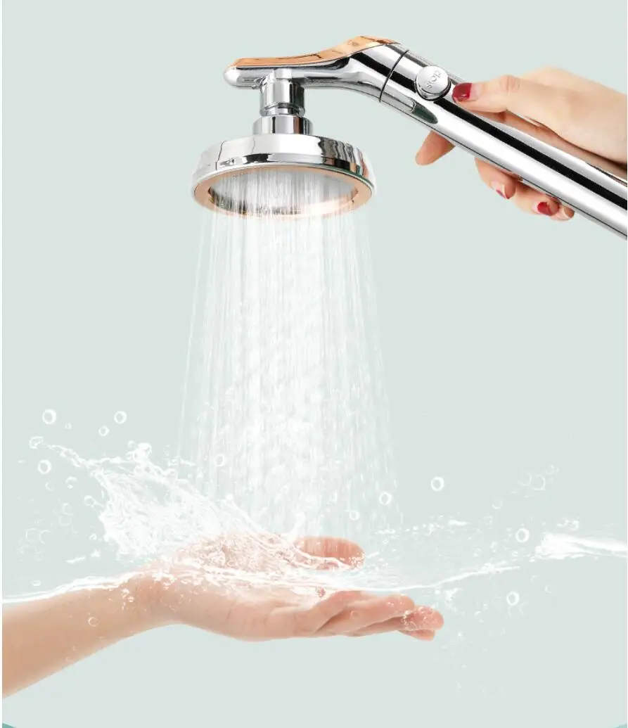 Grande chuveiro portátil do banho com botão, cachoeira de alta pressão, acessórios do banheiro