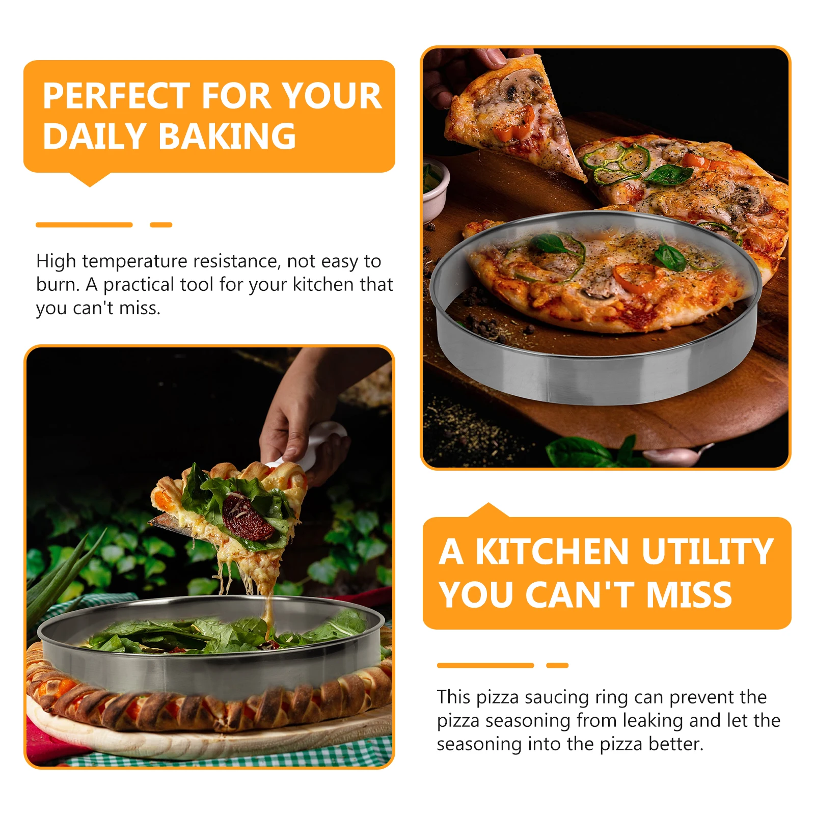

Pizza Serving Ring Oven Accessories Dough Baking Round Stainless Steel Cooking Mold Sauce