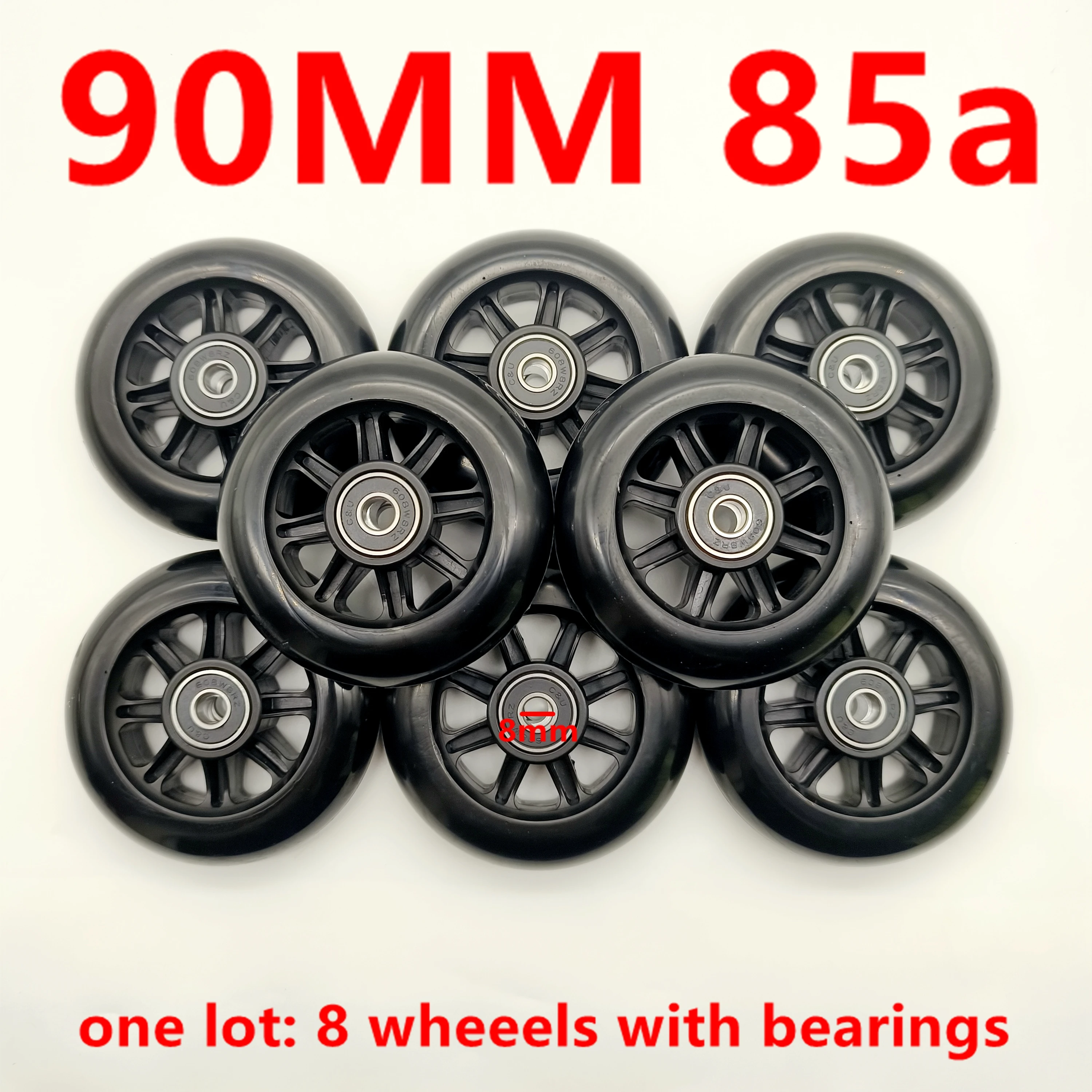 Koło prędkości czarne 90mm 8 kół/partia 90x24mm 85a z łożyskami
