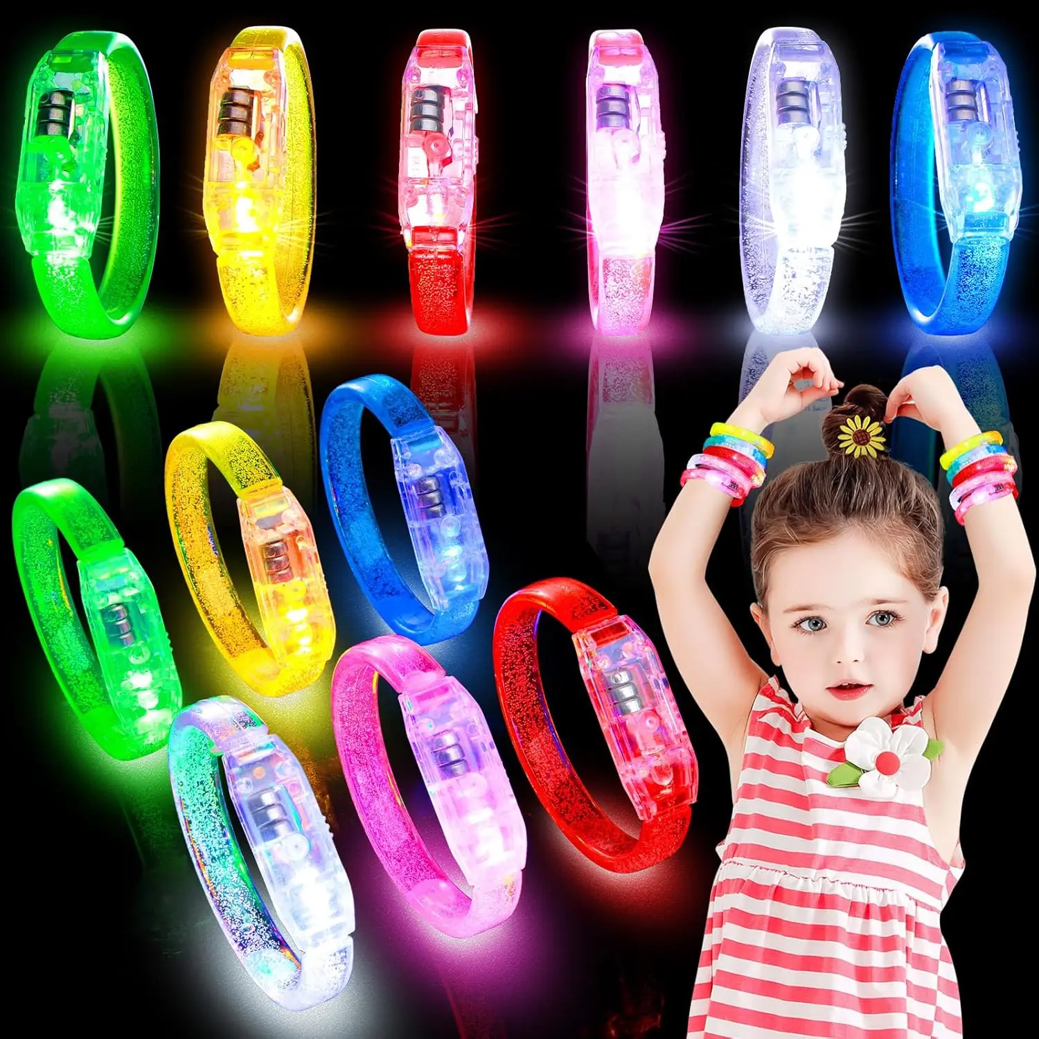 

50 шт. браслеты со светодиодной подсветкой, светящиеся браслеты, светодиодные браслеты, светящиеся в темноте товары для вечеринок, неоновый браслет с подсветкой, декор для вечеринки