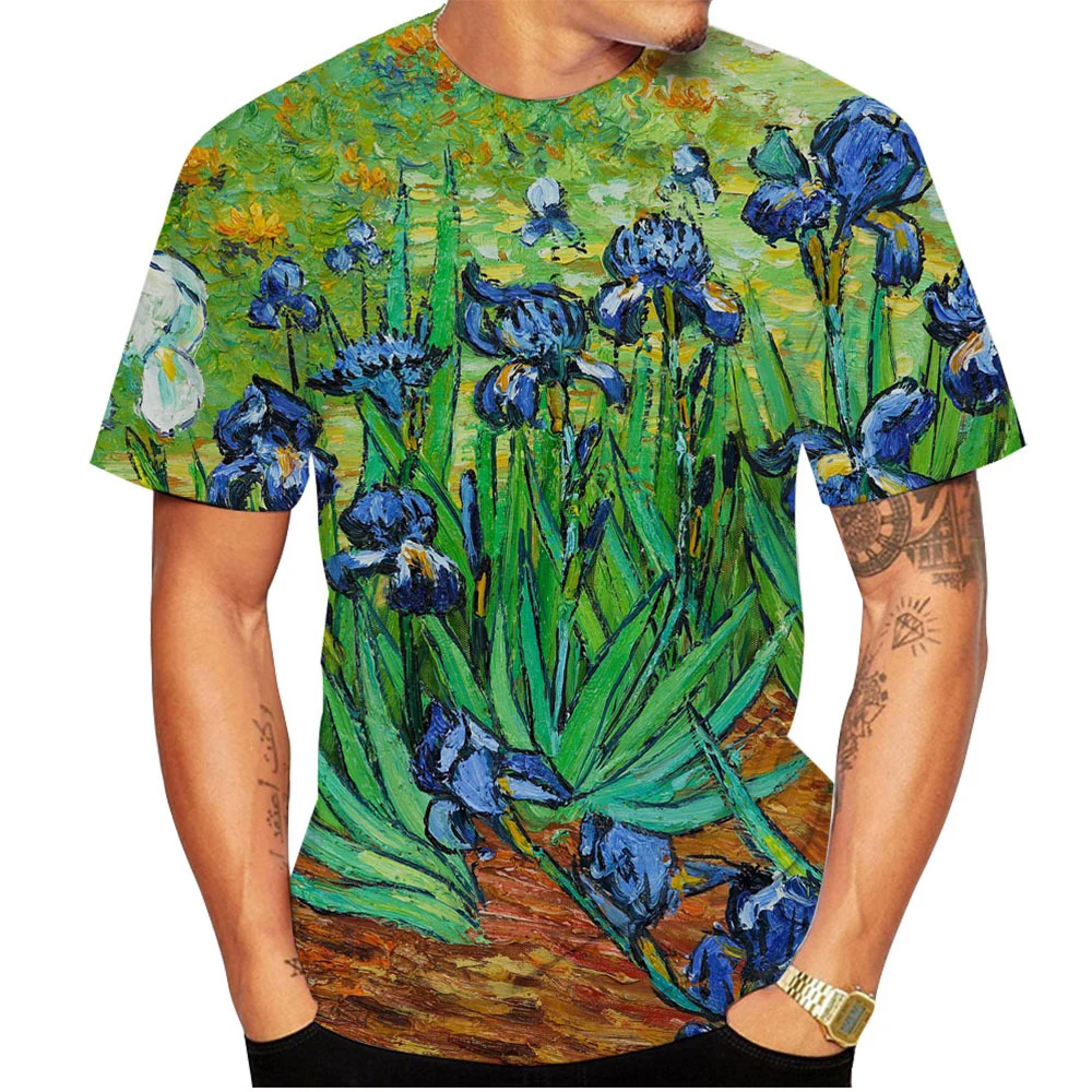 Van Gogh Art T Shirts Flower Floral 3D Print Men Woman Streetwear Short Sleeve T-Shirt Oversized Harajuku Kid Tops Tees Clothing