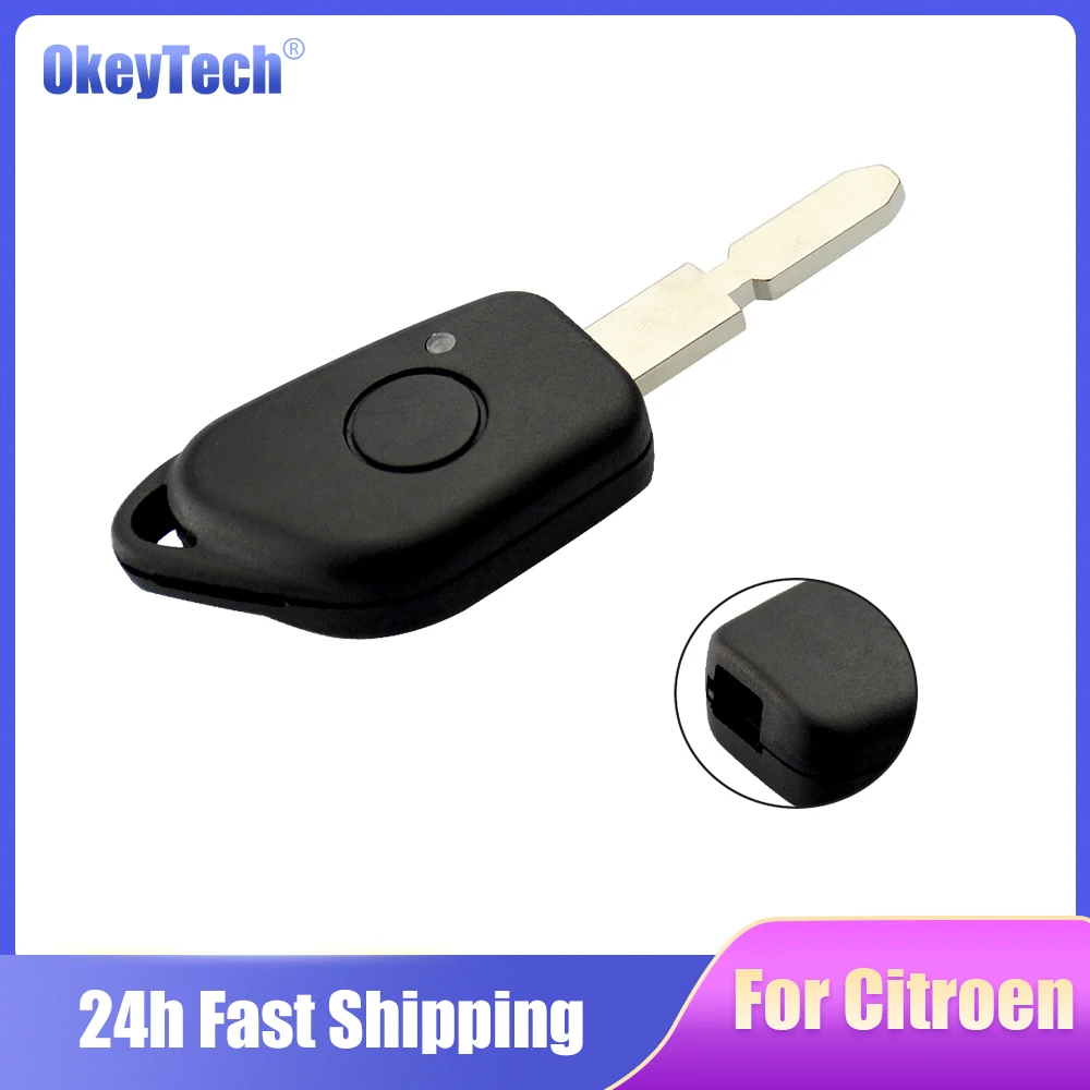 OkeyTech 1 Button Car Key Shell FOB For Citroen For Peugeot 106 205 206 306 405 406 Replacement Remote Key Case Uncut 406 Blade