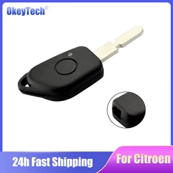 OkeyTech-carcasa para llave de coche, carcasa para mando a distancia de 1 botón para Citroen, Peugeot 106, 205, 206, 306, 405, 406, sin cortar, hoja 406