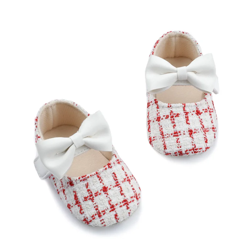 Baby Girl Shoes  Fashion Cotton Linen Plaid Bow Toddler Shoes 1-3 Years Old Princess Wind Soft Soled Toddler Shoes