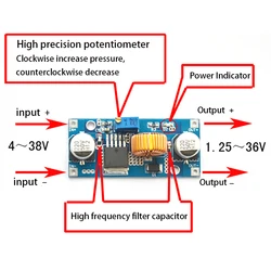 5A XL4015 DC-DC 4-38V to 1.25-36V 24V 12V 9V 5V Step Down Adjustable Power Supply Module LED Lithium Charger With Heat Sink