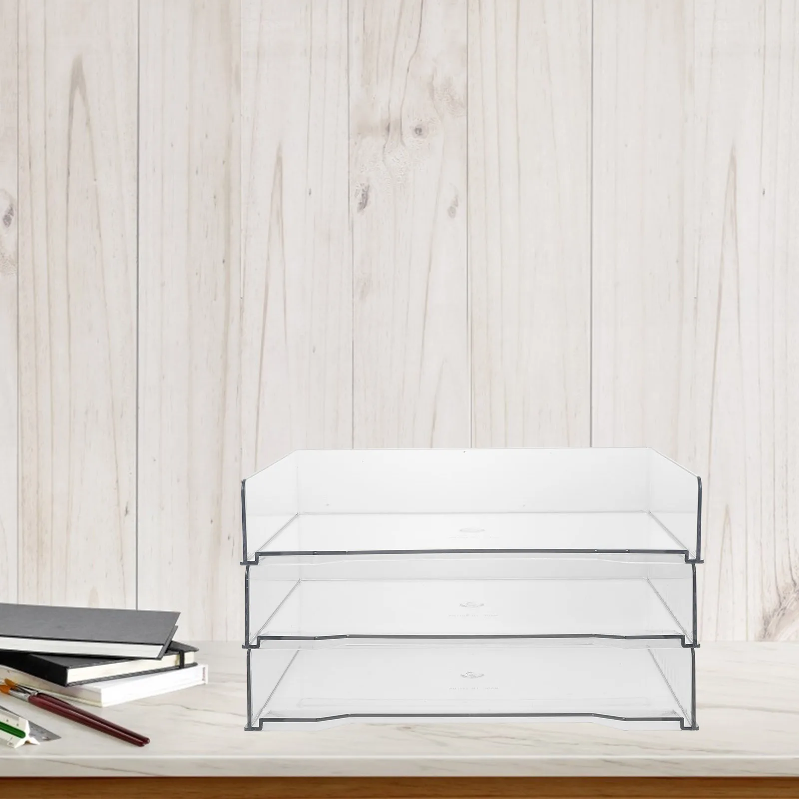 

3 Pcs File Storage Boxes Document ganizer Desk Shelf Lightweight Plastic Large Capacity Office Study Dormitory