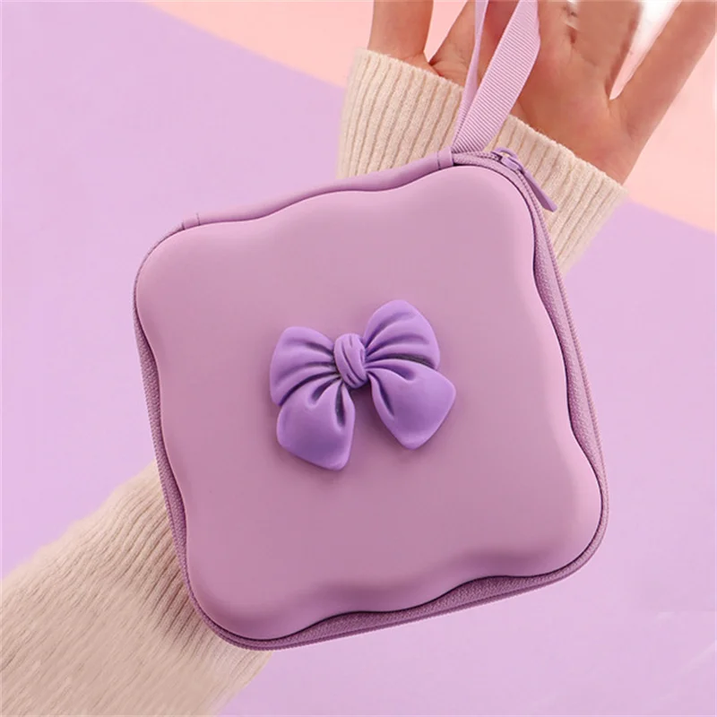 Korea Cute 3D Bow Wave Gradual Change + EVA Storage Bag Set Charger Cover For IPhone 11 12 13 14 18/20W Charge Correa Protection