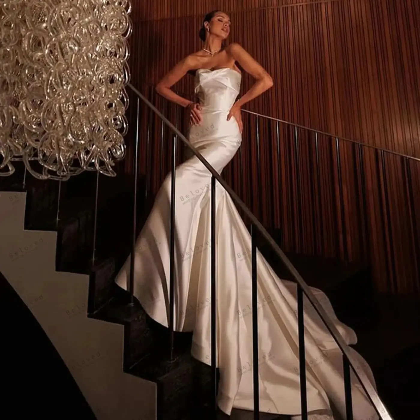 Graceful Wedding Dresses Satin Bridal Gowns Elegant Robes For Formal Party Sexy Strapless Backless Vestidos De Novia Customized