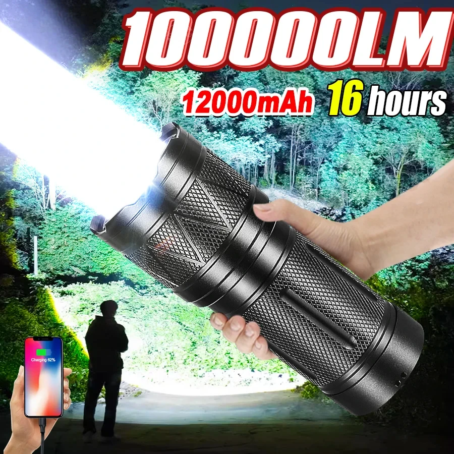 

High Power Led Flashlights White Laser High Lumen 10000000 Rechargeable Strong Light Lamp Tactical Lantern Camping Outdoor Torch