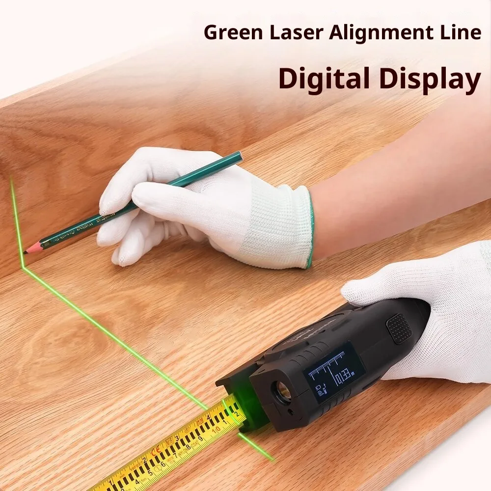 شريط قياس ليزر شاشة ديجيتال محدد المدى بالليزر ثلاثة في واحد مسطرة قياس إلكترونية ذكية قابلة لإعادة الشحن