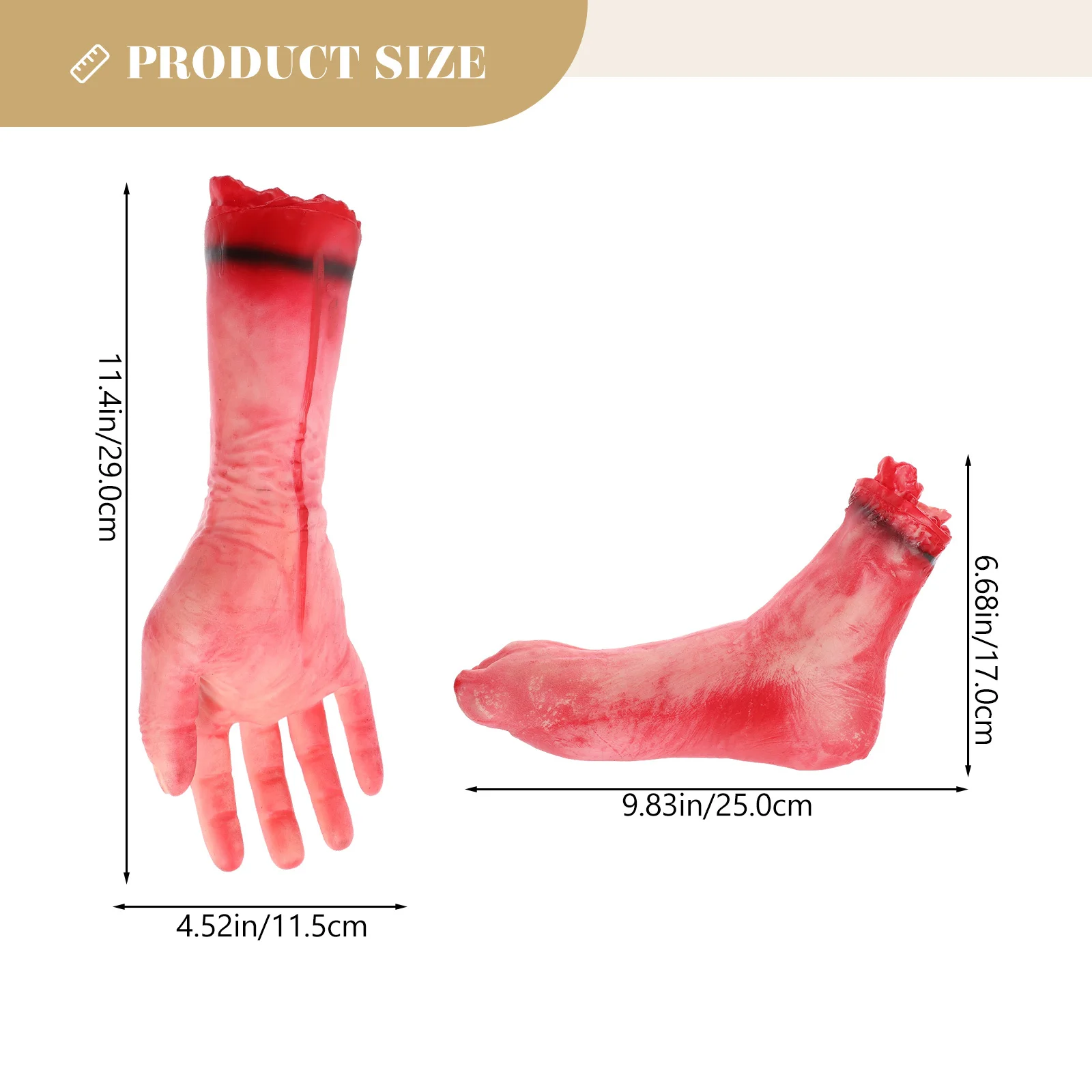 ชุดอุปกรณ์ประกอบฉากมือเท้าปลอมเหมือนจริง 1 ชุด สำหรับตกแต่งงานปาร์ตี้ฮาโลวีน บ้านผีสิง แกล้งคน ชุดแฟนซีสยองขวัญ
