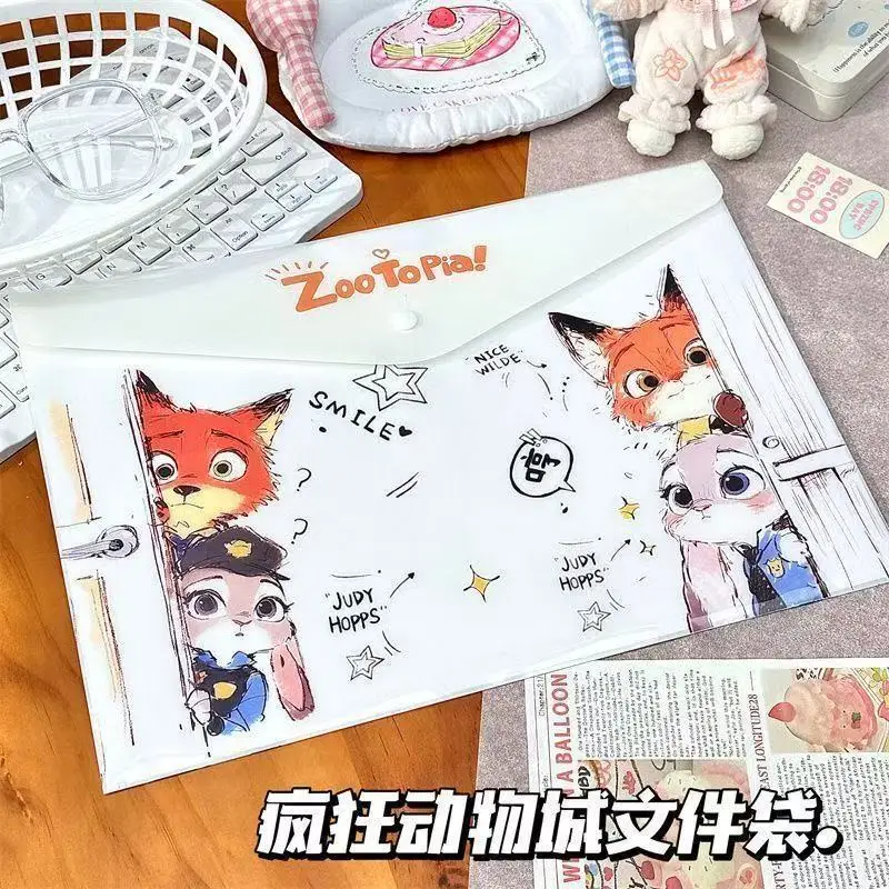 

anime Zootopia Nick and JudyA4 File Holder Cartoon Student Test Paper Bag Office Water Proof Shell Girl Storage Bag holiday gift