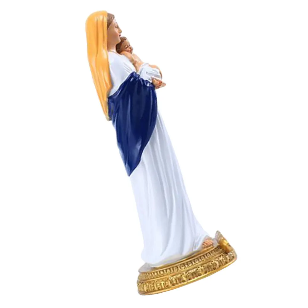 

Virgin Child Statue Resin Decoration Desktop Adornment Religious Beliefs Compact Size Safe Church Bookcase Window