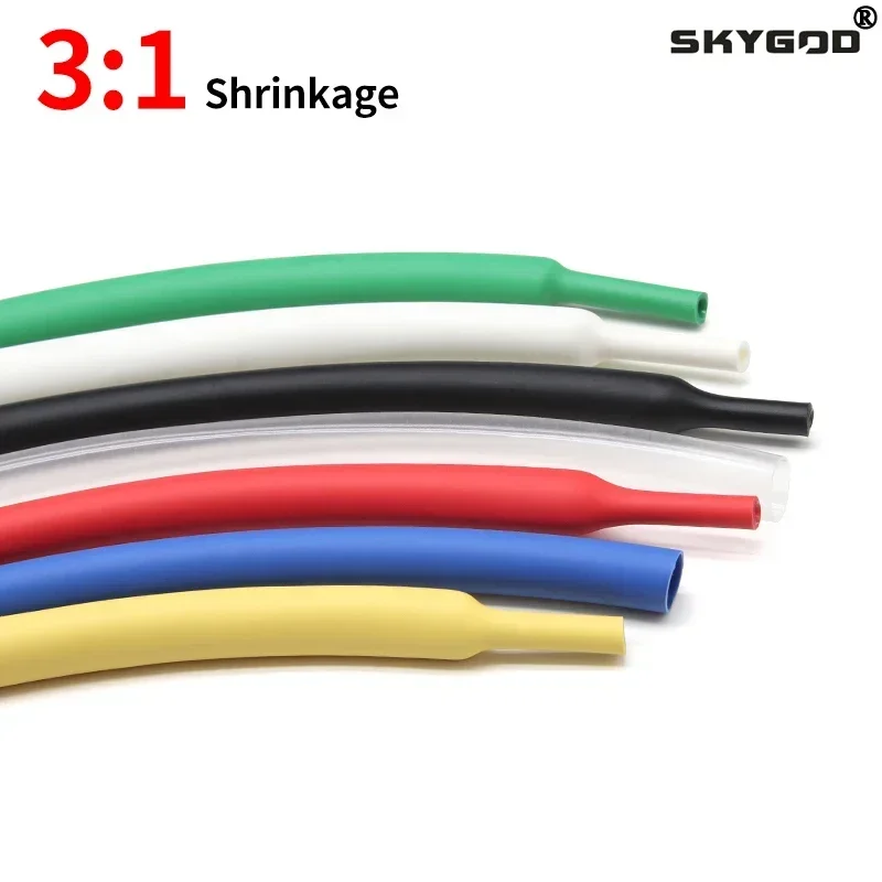 

1M 3:1 Heat Shrink Tube Diameter 1.6/2.4/3.2/4.8/6.4/7.9/9.5/12.7/15.4/19.1/25.4/30/39/50mm With Double Wall Glue Tube