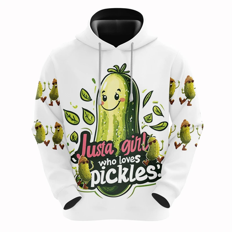 Harajuku Fashion Pickles Graphic Sweatshirts Cartoon Pickle Unisex Hoodie Funny Vegetable Cucumber 3D Printed Man Hoodies Tops