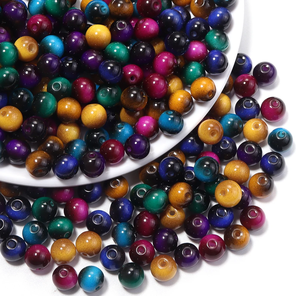 60 Stück/Set 8mm Imitations-Tigerauge-Glasperlen Runde Lose Abstandsperlen für Schmuckherstellung DIY Armband Halsketten Zubehör – Detail 6