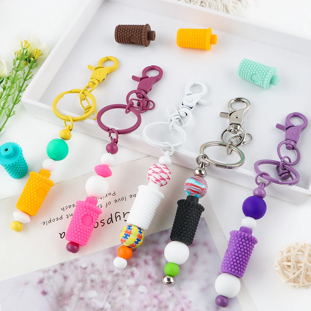 5-10PCS/Lot 3D Cup Mini Silicone Focus Bead Cup Bead Polka Dot DIY Material for journal Jewelry Making Keychain Pacifier Chain
