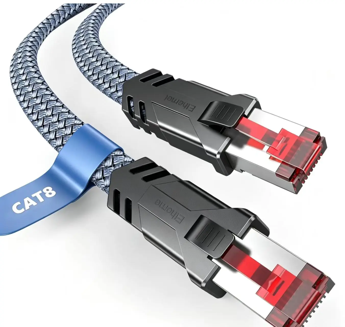 HHDZI CAT8 Ethernet Cable Nylon Braided High Speed 40Gbps Network LAN Cord For Gaming Router PC PS5