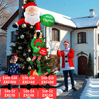 8 FT Hanging Christmas Inflatables Decoration, Christmas Inflatable Climbing Santa with Falling Elf for Yard Garden Lawn Decor