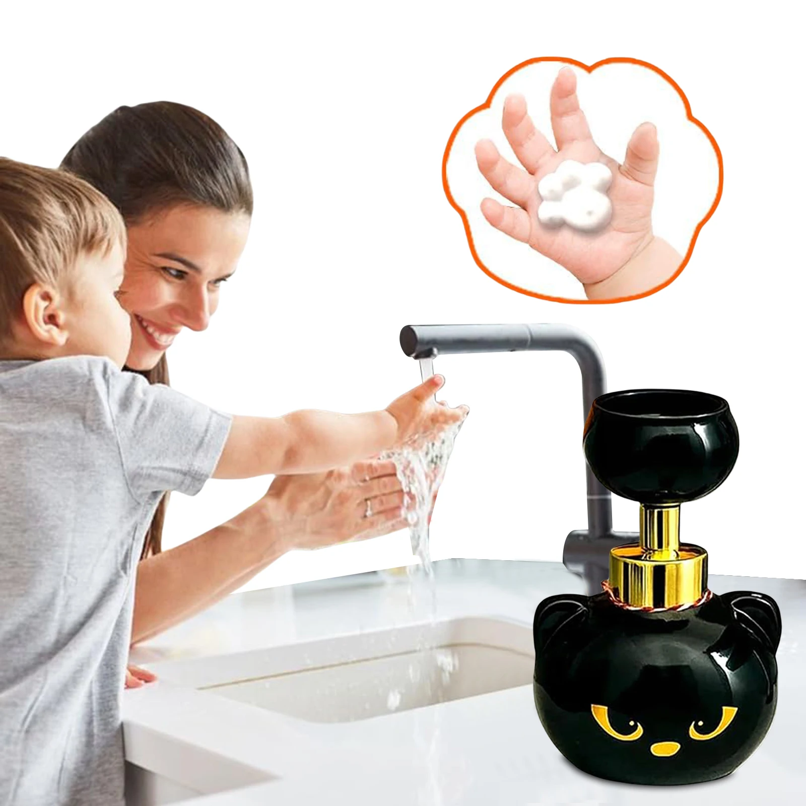 

Cute Cat Paw Foam Soap Dispenser Refillable Lotion Dispenser Creates Paw-Shaped Bubbles Shampoo Pump Bottle for Liquid Soap