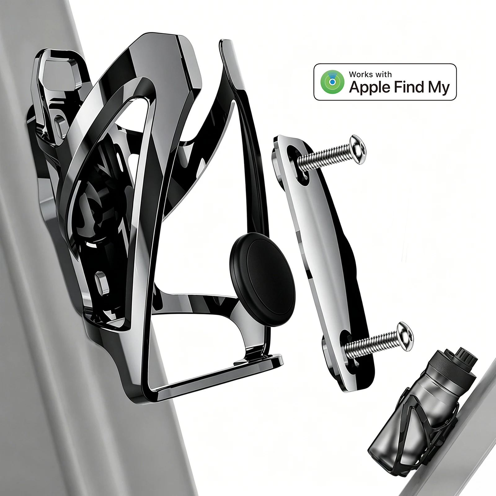 

AirTag Bike Water Bottle Cage, Anti-Theft Hidden Tracker Rack for Road Mountain Bikes, Cycling Water Cup Holder, iOS Only