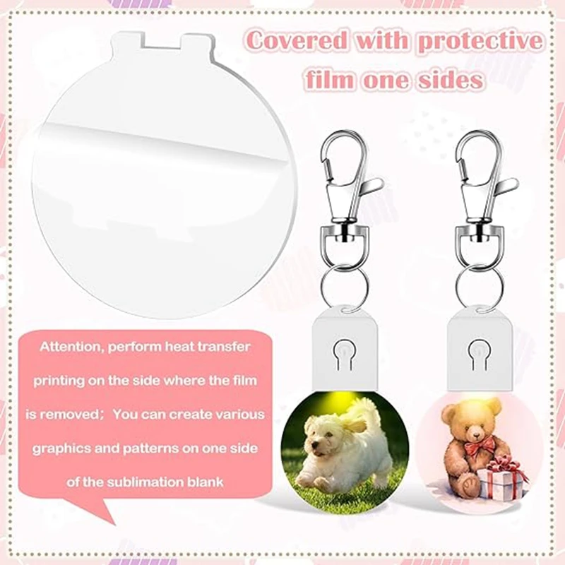 Llavero en blanco con sublimación LED, transferencia iluminada acrílica, llavero DIY de plástico, 10 piezas