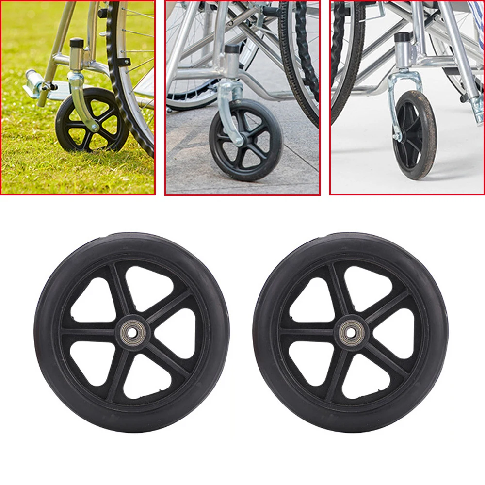 1/2pcs 6/7/8 Inch Wheel Replacement for Wheelchairs Rollator Walkers Wheel chair Rubber Wheels Castor Solid Replacement