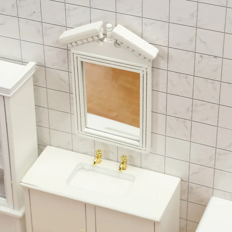 

Mini Framed Mirror White Dollhouse 1:12 Furniture Miniature Home Bathroom Scene Life Scene CraftsDoll Accessories Home Decor