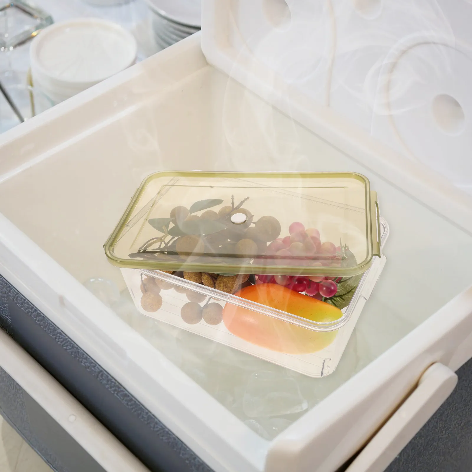Airtight Fridge Storage Container Large Capacity Professional Food Organizer with Separate Grids for Fruits Snacks and Leftovers