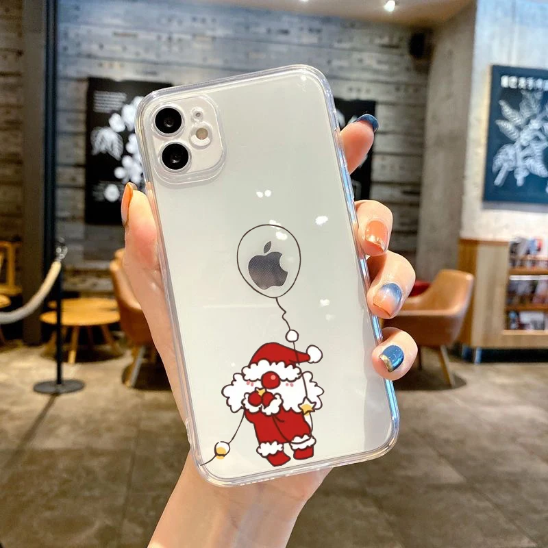 Funda de teléfono de regalo de Año Nuevo de dibujos animados de Navidad para iPhone 17 16 15 11 12 14 13 Pro Max Mini X XS XR 7 8 Plus SE 16E cubierta a prueba de golpes