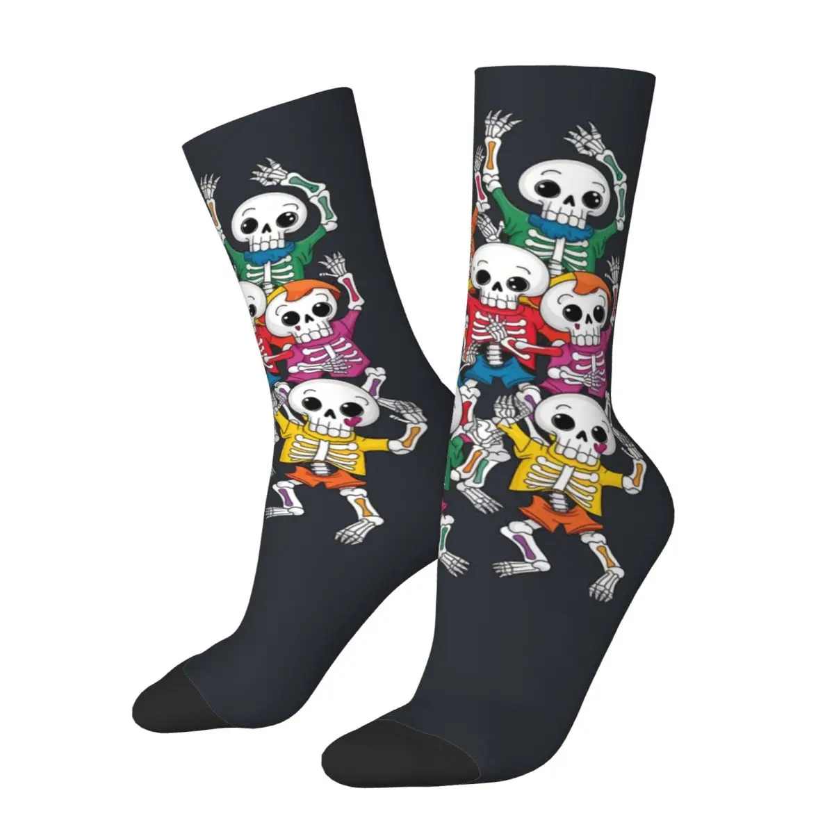 Dancing Skeletons Dance Challenge Kids Halloween Men's Socks funny skeletons Printed Crew Sock official-website tops fugees