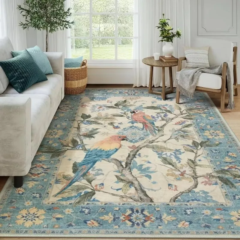 Floral Birds Carpets for Living Room Home Decor Bedroom Bedside Rug Soft Non Slip Machine Washable Floor Mat Ковер Tapis السجاد