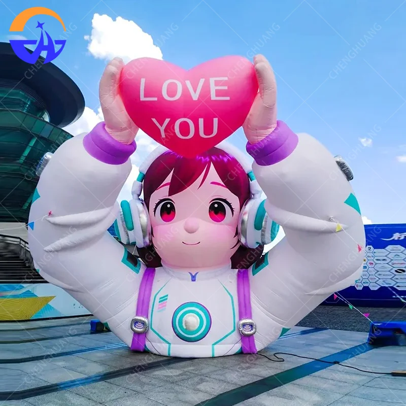 Custom Giant Inflatable Tech-Themed Anime Girl Figure - Photo Prop and Decorative Prop for Outdoor Mall Commercial Events