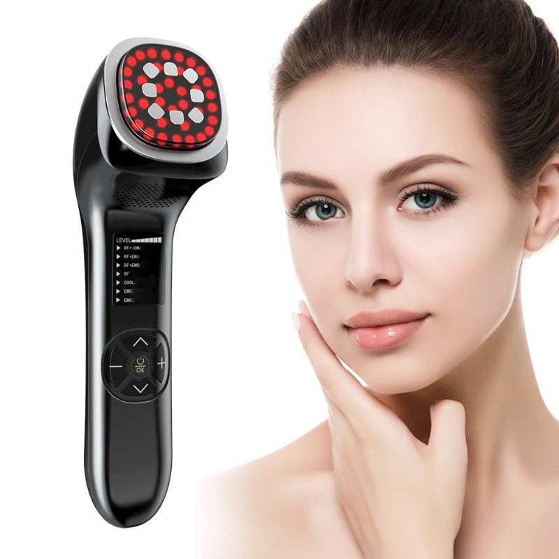 Skin Facial Anti Aging Cold Hot RF Machine EMS Vibration Skin Rejuvenation Red LED Light Facial Toning Wrinkle Reduction Device