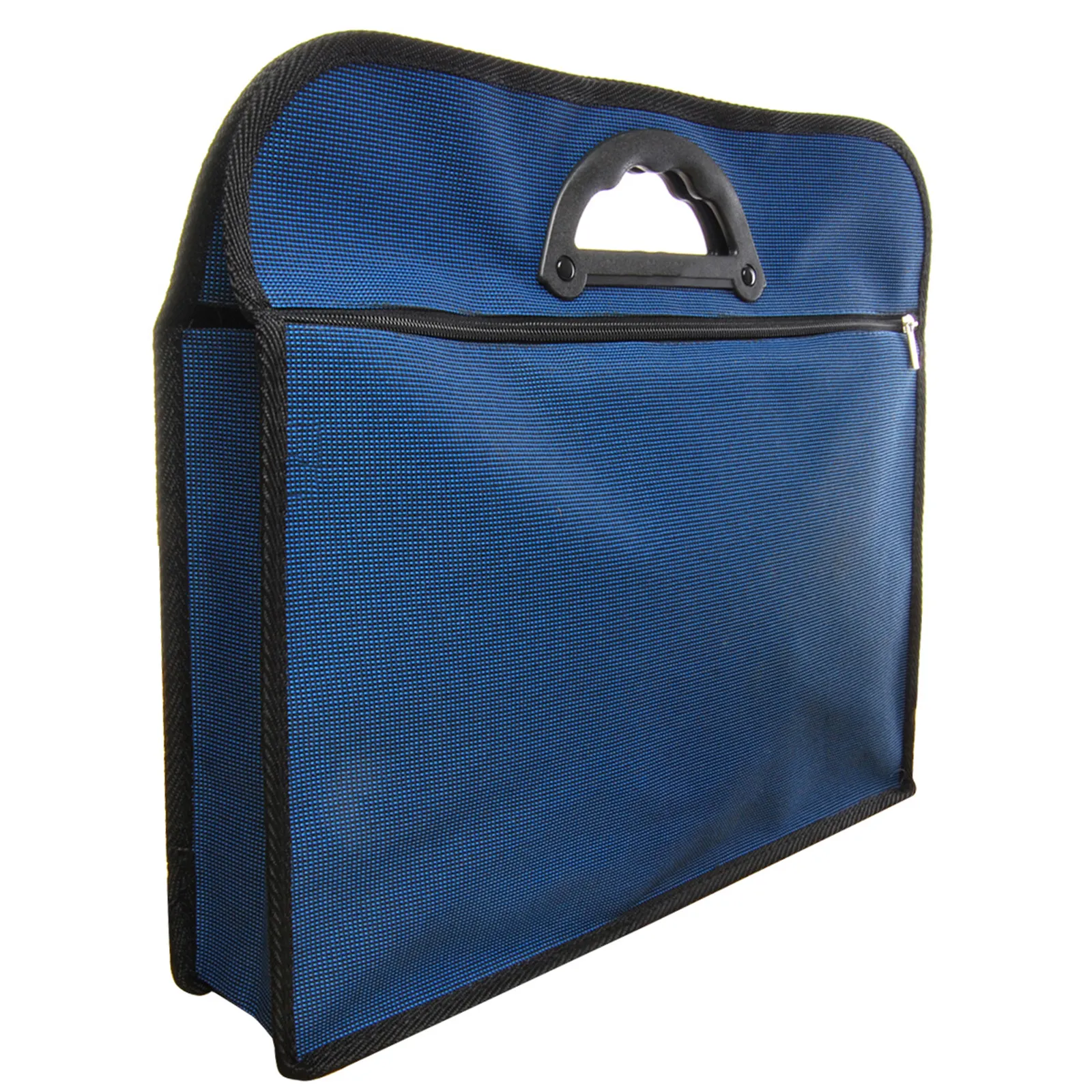 Portable Dark Document File Bag Waterproof Zipper Tote Organizer Ergonomic PVC Handle Meeting Pouch