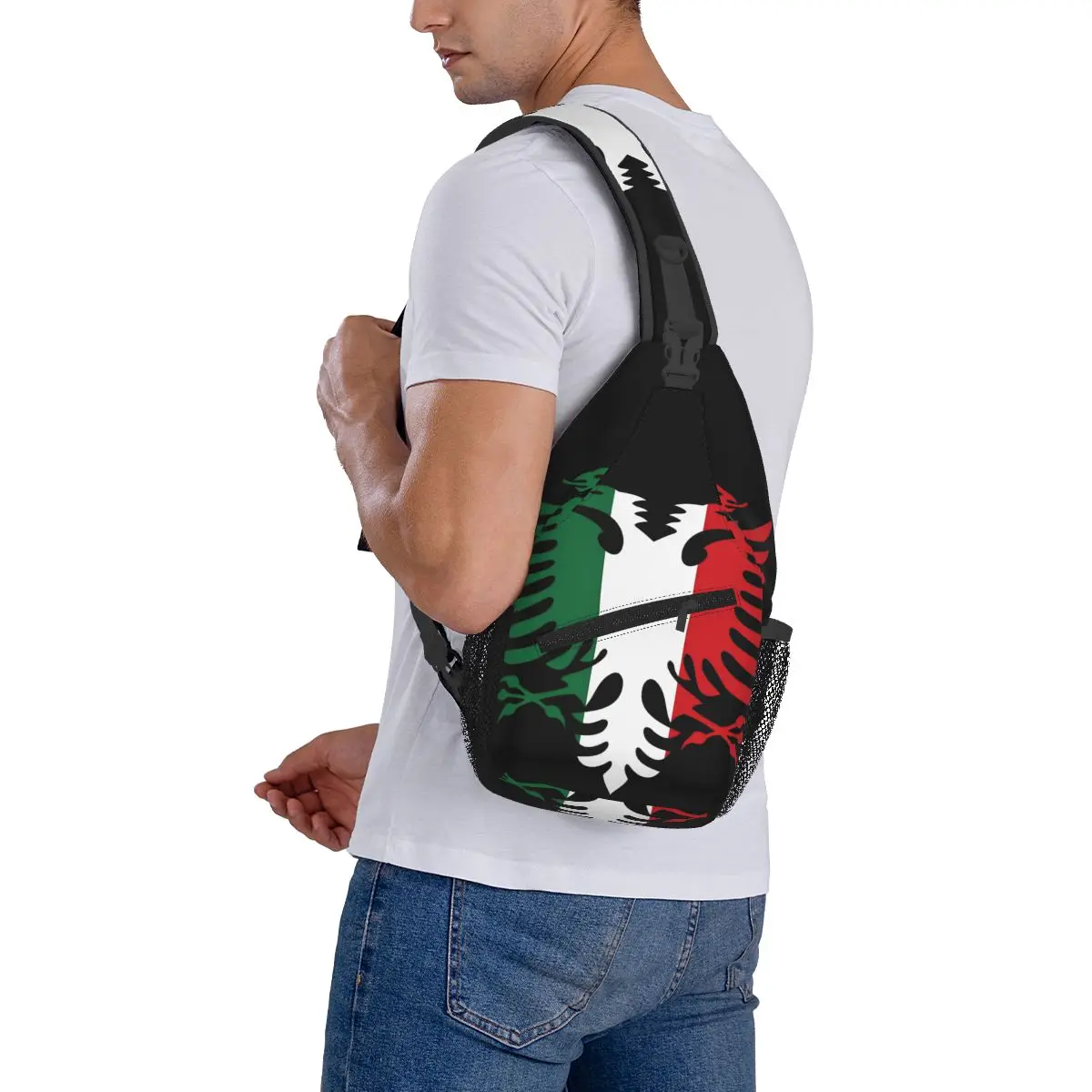 Italië Albanië Vlag Kleine Sling Bags Borst Crossbody Schouder Rugzak Wandelen Reizen Dagrugzakken Kosovo Albaniërs Cool Tas